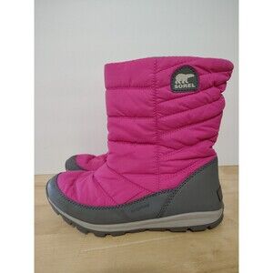 Sorel Whitney Pink & Gray Snow Boots Sz 6 EU 38 Womens Waterproof Pull On Lined